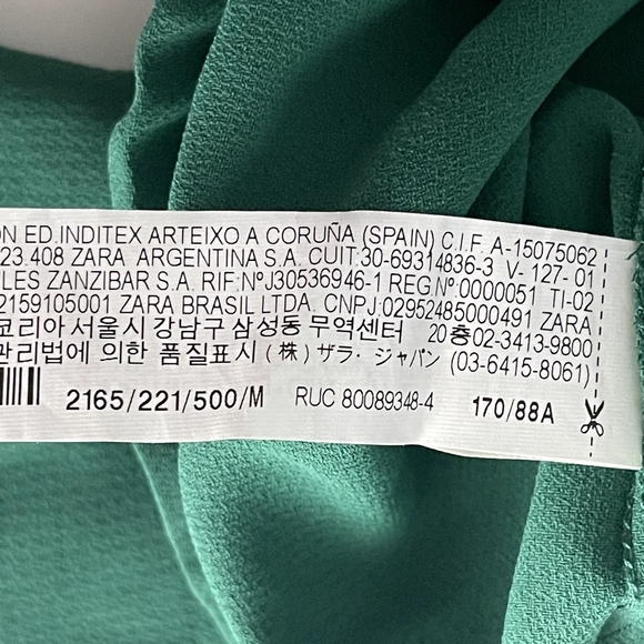 2/$30 ZARA Surplice Choker Crop Top Medium Green Kimono Sleeve Keyhole #7348 - Picture 12 of 15